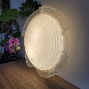 Large Murano Swirl Ceiling Lamp White Murano Swirling Glass Flush Mount Light Italian Mid Century Design Lamp Swirl Glass Sconce Vintage