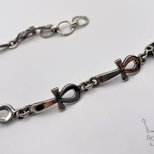 Bracciale ankh . kye della vita design egiziano argento sterling 925k