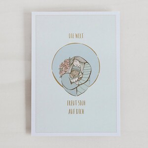 Postkarte zur Geburt, geschlechtsneutral, für Neugeborene und ihre frischgebackenen Eltern, schlicht und elegant, A6