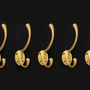 Double Hooks Brushed Brass 
