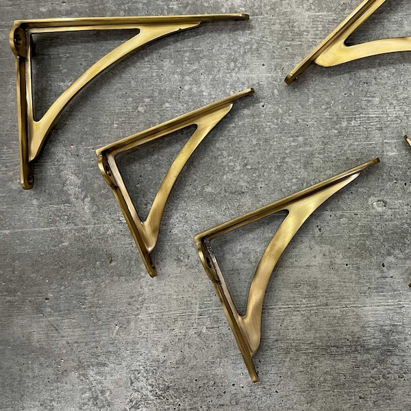 Antique Brass Arched Shelf Bracket | Lacquered Heavy Solid Cast Brass Kitchen Book Wall Shelf Bracket| Size : 4.5",6", 7",8",10" Inches