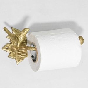 Brass Brushed Bird Toilet Roll Holder / Solid Brass & Handcrafted / Durable for 5 years !! Limited Stock Only  :)