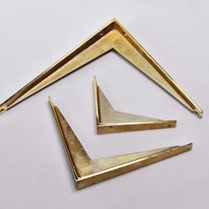 Brass Shelf Brackets – Decorative Brass Shelf Brackets, Unlacquered Solid Brass Shelf Bracket for Wall & Kitchen Shelving (3x4–7x8)