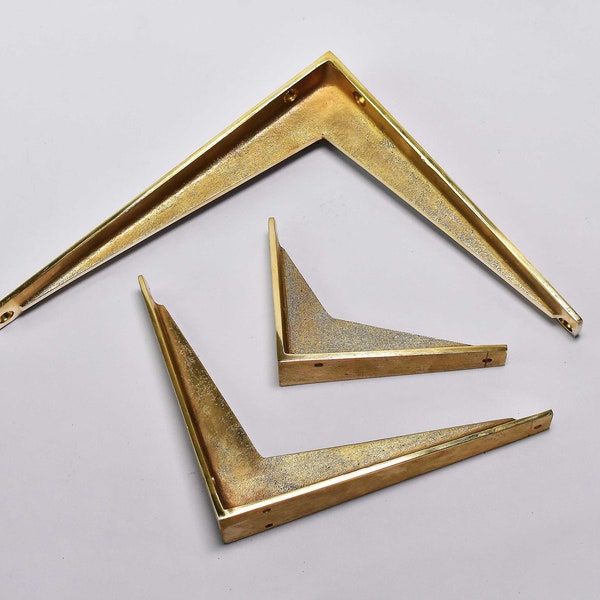 Brass Shelf Brackets – Decorative Brass Shelf Brackets, Unlacquered Solid Brass Shelf Bracket for Wall & Kitchen Shelving (3x4–7x8)
