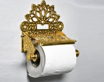 Brass Victorian Toilet Roll Holder (Solid Brass)/ Wooden Assembly & Screws included/SUPER SAVER DEAL till the stock lasts Hurry !!