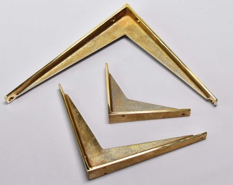 Brass Shelf Brackets – Decorative Brass Shelf Brackets, Unlacquered Solid Brass Shelf Bracket for Wall & Kitchen Shelving (3x4–7x8)