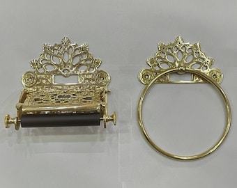 Anneau porte-serviettes victorien en laiton + porte-rouleau / Fabriqué à la main / Directement du fabricant / OFFRE SUPER ECONOMIQUE jusqu&#39;à épuisement du stock Dépêchez-vous !