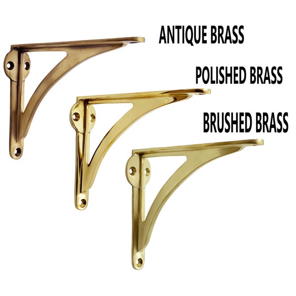 Brass Arched Shelf Brackets | Polished/Brushed/Antique I Heavy Solid Cast Brass Kitchen Book Wall Shelf Bracket| Size : 4.5",6", 7",8",10"
