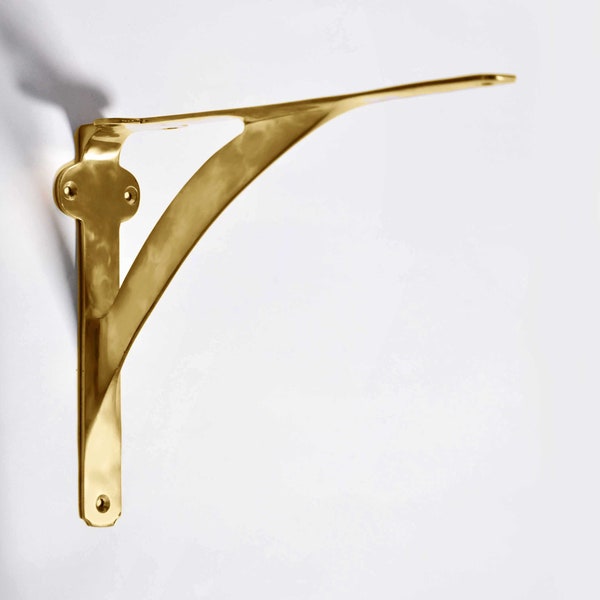 Brass Brushed Classic Shelf Brackets |Solid Cast Brass Kitchen Wall Brackets | Kitchen Bath Book Shelf | Sizes: 8x6" & 10x7" Inches