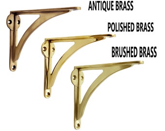 Brass Arched Shelf Brackets | Polished/Brushed/Antique I Heavy Solid Cast Brass Kitchen Book Wall Shelf Bracket| Size : 4.5",6", 7",8",10"