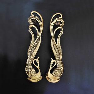 Brass Antique Peacock Door handle / Solid Casted Brass / Cabinet and Door Handle