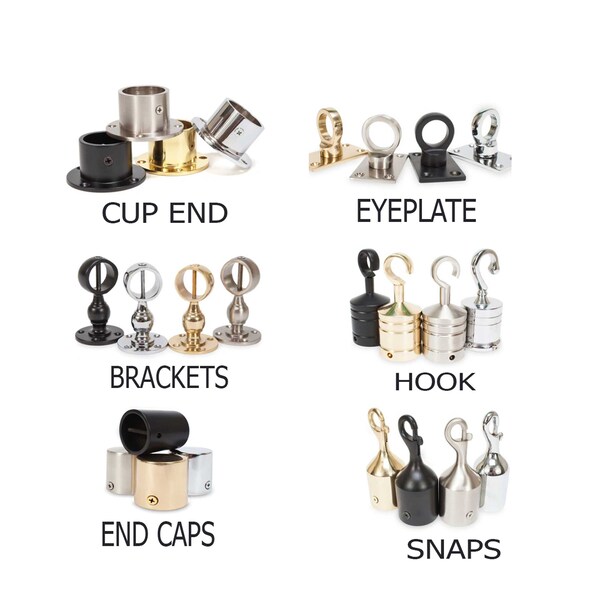 Decking Rope Fittings for 1 1/2 inch Rope Cup Ends, Hooks, Eye Plates, End Caps, Handrail Brackets