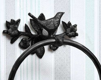 Black Bird Towel Ring / Made of Solid Brass & Handcrafted / Durable for atleast 5 years !! Limited Stock Left