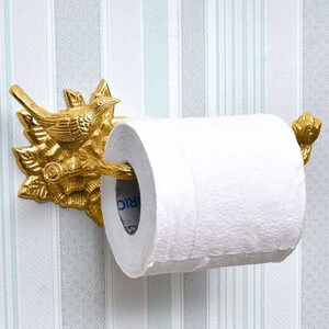 Brass Polished Bird Toilet Roll Holder / Solid Polished/Shiny Brass & Handcrafted / Durable for 5 years !! Limited Stock Only  :)