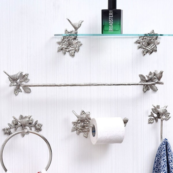 Chrome Bird Toilet Roll Holder + Towel Ring + Hook + Towel Rack + Shelf Bracket /SUPER SAVER DEAL till the stock lasts Hurry !!