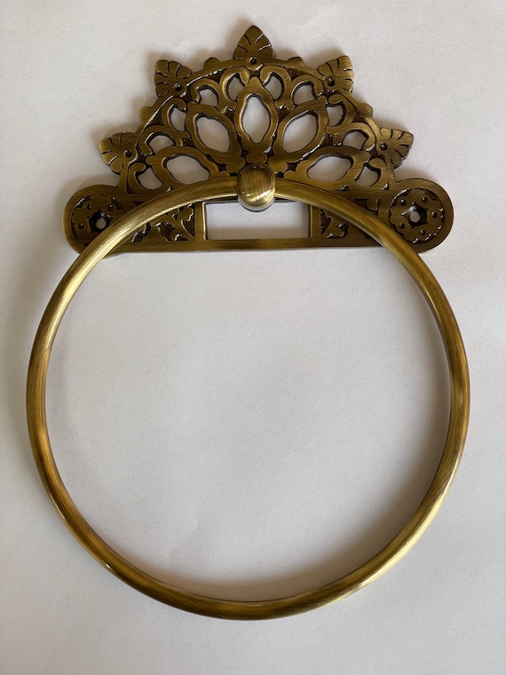 Vintage brass shop towel ring