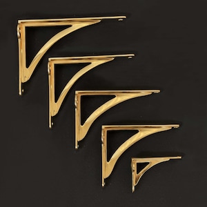 Unlacquered Brass Polished Arched Shelf Brackets Heavy Solid Cast Brass Kitchen Book Wall Antique Victorian Style Lowest Price Worldwide image 3