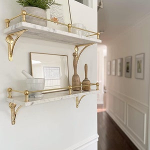 Unlacquered Brass Polished Arched Shelf Brackets Heavy Solid Cast Brass Kitchen Book Wall Antique Victorian Style Lowest Price Worldwide image 2