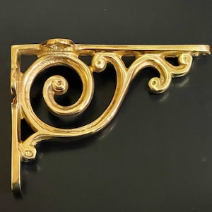 Swirl Brass Shelf Bracket 3x4 – Vintage Brass Shelf Brackets, Antique Victorian Style Solid Brass Wall Brackets for Kitchen & Bathroom