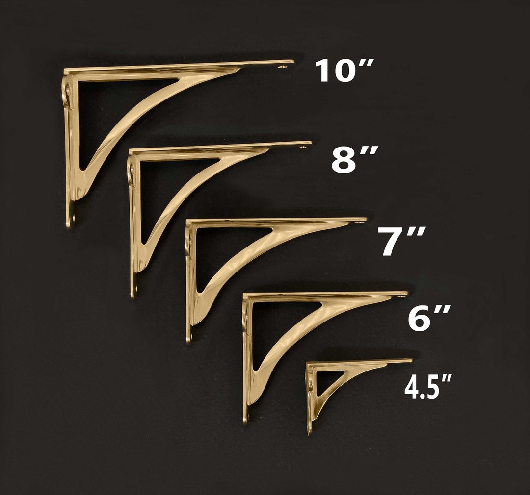 Brushed Brass Arched Shelf Brackets Heavy Solid Cast Brass Etsy