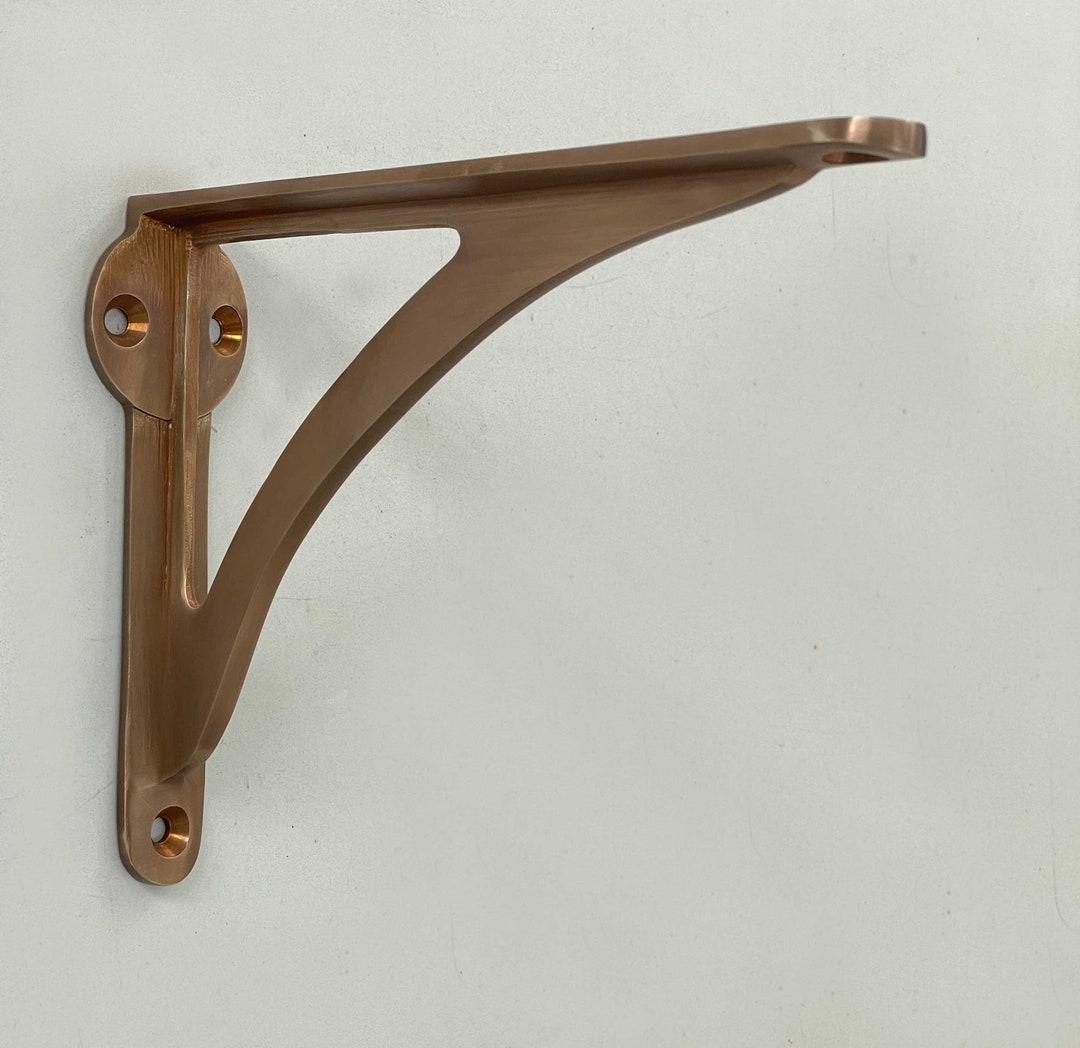 Unlacquered Antique Brass Arched Shelf Brackets Heavy Solid Etsy