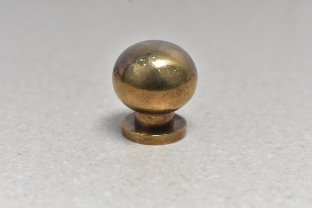 Unlacquered Antique Brass Ball Knob Brass Knobs Vintage Drawer