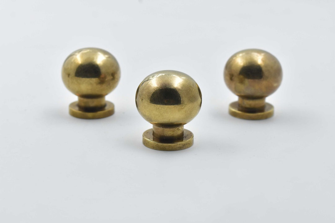 Unlacquered Antique Brass Ball Knob Brass Knobs Vintage Drawer
