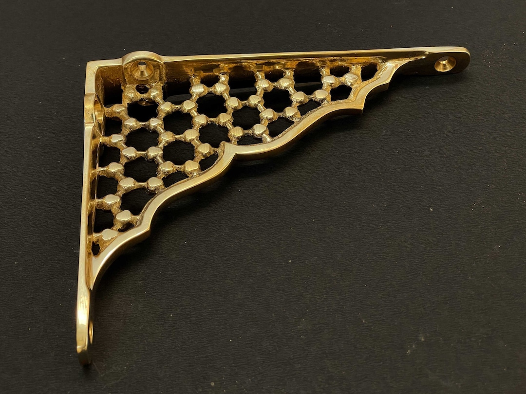 Brass 6 X 5 Shelf Brackets Heavy Solid Cast Brass Kitchen