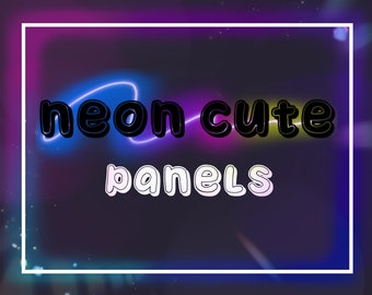 Paneles de título de neón para Twitch, sitio web, perfil, redes sociales encabezados digitales enlaces de fotos tipografía artística letras