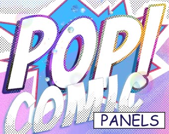 Paneles de cómics pop para Twitch, sitios web, perfiles, redes sociales, encabezados digitales, enlaces de fotos, arte, tipografía y letras