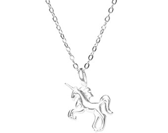 Sterling Silver Unicorn Charm Pendant Belcher Chain Necklace Jewellery