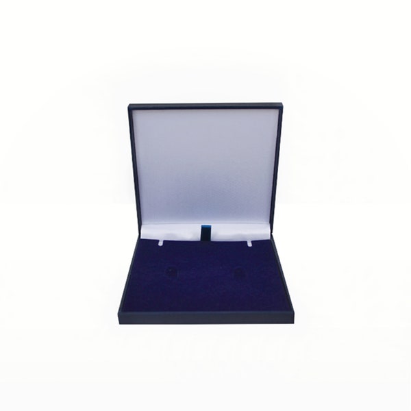 SLIMLINE Dark Blue Leatherette Necklace Earrings Jewellery Presentation Display Box Case 95 x 95 x 17mm Royal Mail Large Letter Size