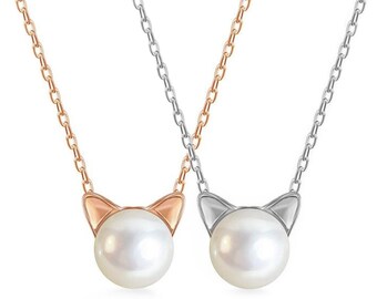 Cat Pearl Necklace - Etsy