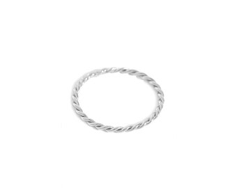 1.2 - 1.4mm Sterling Silver Simple Twisted Spiral Band Stacking Ring E1/2 - T