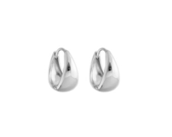 Rhodium on Sterling Silver Teardrop Waterdrop Huggie Hoop Earrings 8mm Inside