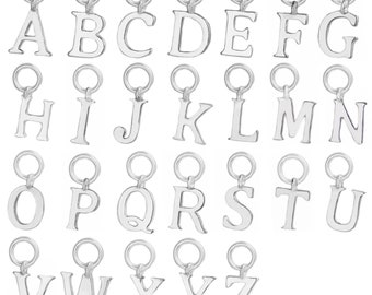 Sterling Silver A-Z Letter Alphabet Initial DIY Charm Pendant 10 x 8mm