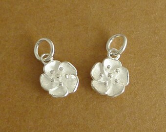 2 Sterling Silber Kirschblüte Blumen Halskette Armband Anhänger Charms