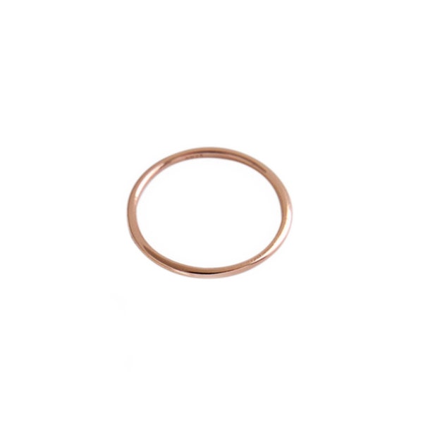 1.2mm Rose Gold on Sterling Silver Skinny Round Band Stacking Ring E1/2 - R