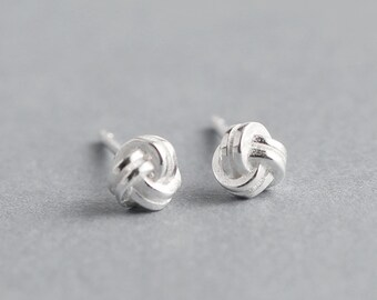 Sterling Silver 4.5mm Double Knot Twisted Wire Love Knot Post Stud Earrings