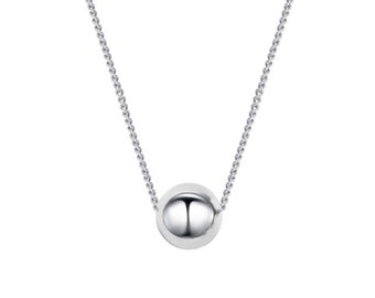 Sterling Silver Shiny Polished 10mm Ball Bead Necklace 40 - 45cm 17.7''