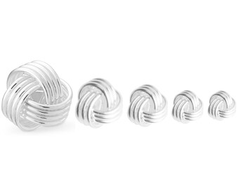 Sterling Silver Twisted Wool Love Knot Stud Earrings 3mm 4mm 5mm 6mm 7mm