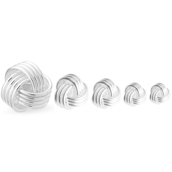 Ohrstecker aus gedrehter Wolle mit Liebesknoten aus Sterlingsilber, 3 mm, 4 mm, 5 mm, 6 mm, 7 mm