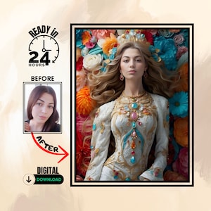 Ritratto reale personalizzato, ritratti rinascimentali personalizzati, il miglior regalo unico, ritratto di regina reale per donna, ritratto reale personalizzato da foto