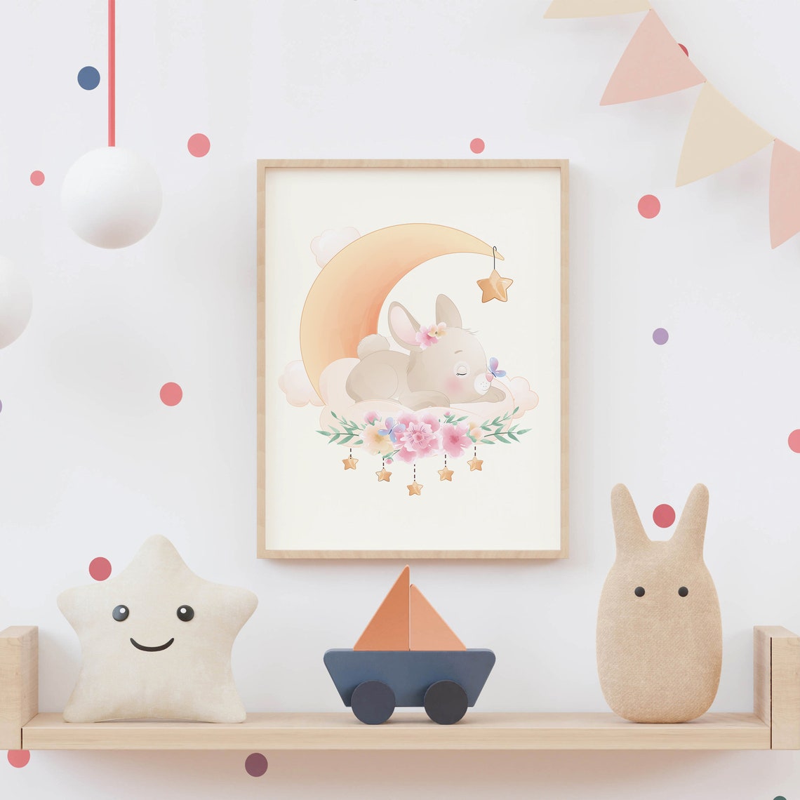 Printable Bunny Baby Wall Art Set, Baby Wall Art Prints, Baby Room