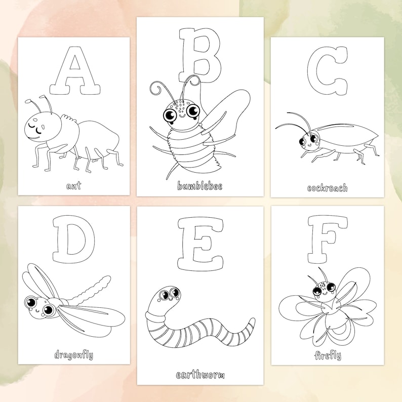 A-Z Insects Coloring Pages for Toddlers and Preschoolers - Printable A ...