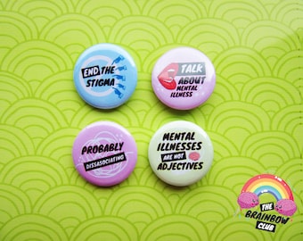 Psykisk sjukdom stigma förespråkare badge set gåva hälsa nålar