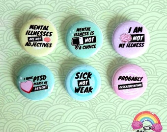 Psykisk sjukdom PTSD stigma förespråkare badge set gåva hälsa