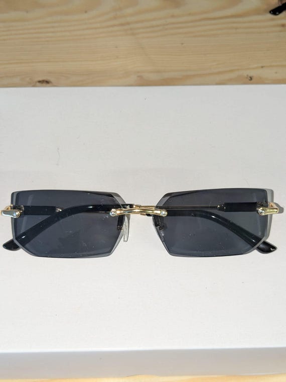 Unisex Black Polarized Sunglasses - UV Protection Rimless  display picture 2