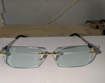 Unisex Clear Polarized Sunglasses - UV Protection Rimless Shades, Luxury Rectangular Style