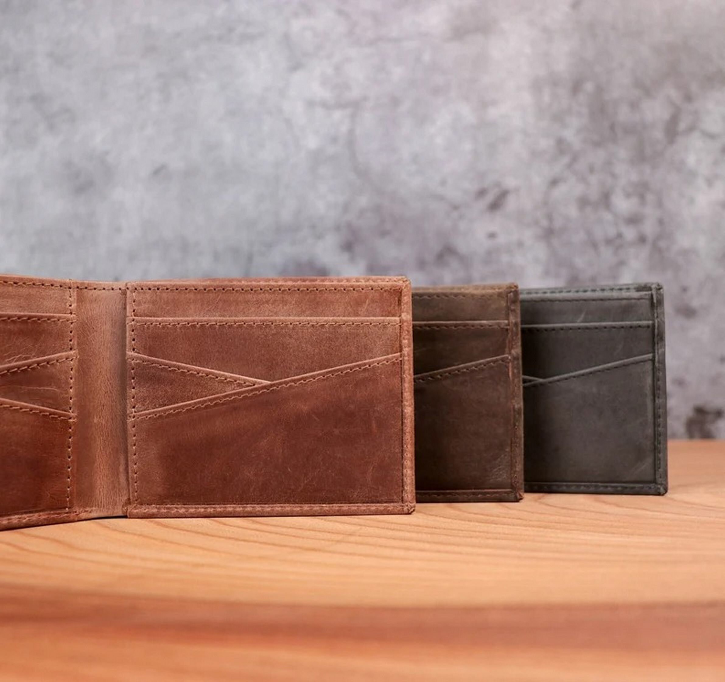 Men's Leather Wallet in Whisky Brown Boxcalf and Blue Deerskin with 10 Card Slots by Fort Belvedere
